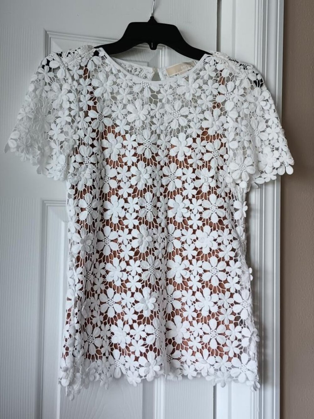 MICHAEL KORS Womens Top Lace with Nude Lining Pullover Size XXS NWOT
